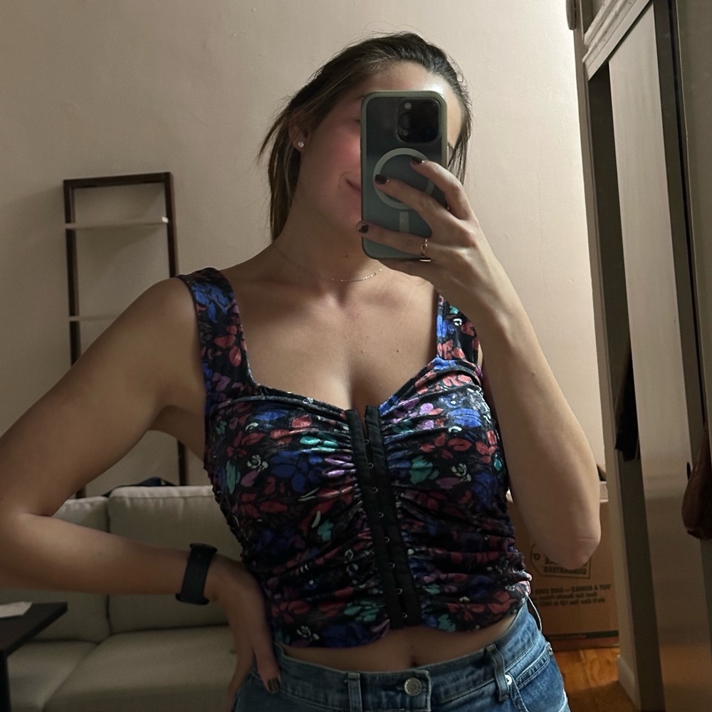 Velvet corset going out top